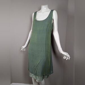 Hurricane Grace Silk Slip Dress Size 8 Green Purple Ombre 90s Minimalist Layered